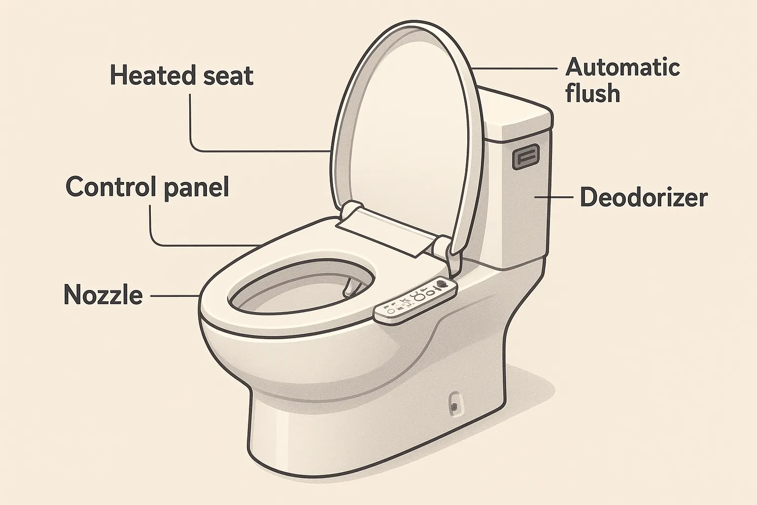 Smart toilet with labeled features